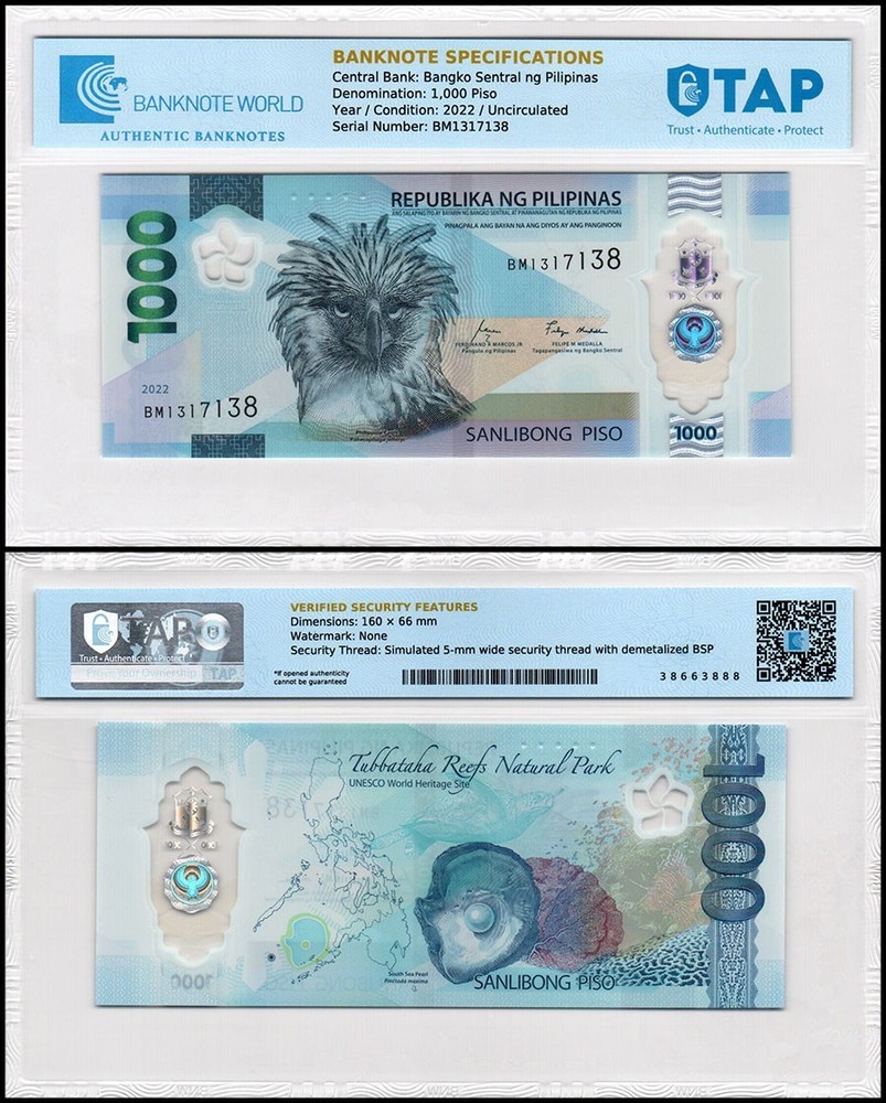 Philippines 1000 Piso, 2022, P-241b, UNC Polymer, Authenticated