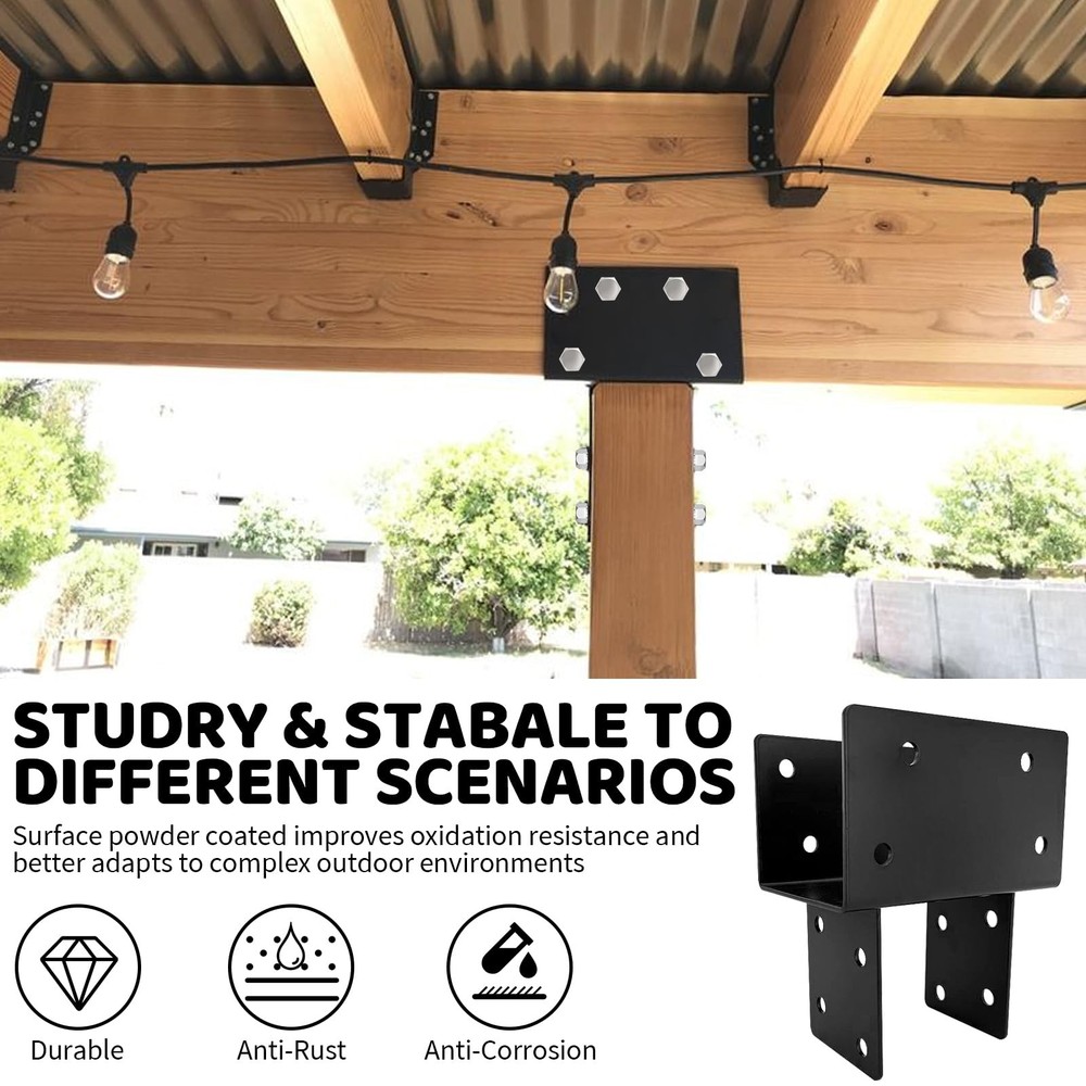 1Pack Pergola Post Cap Tie Brackets Kit,DIY Tee Bracket Contector with Screws...