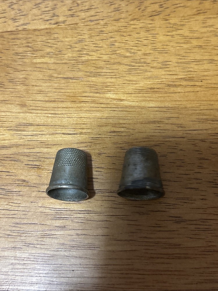 Lot 2 Vintage Thimbles Brass? Military?