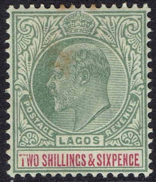 LAGOS 1904 KEVII 2/6 WMK CROWN CA