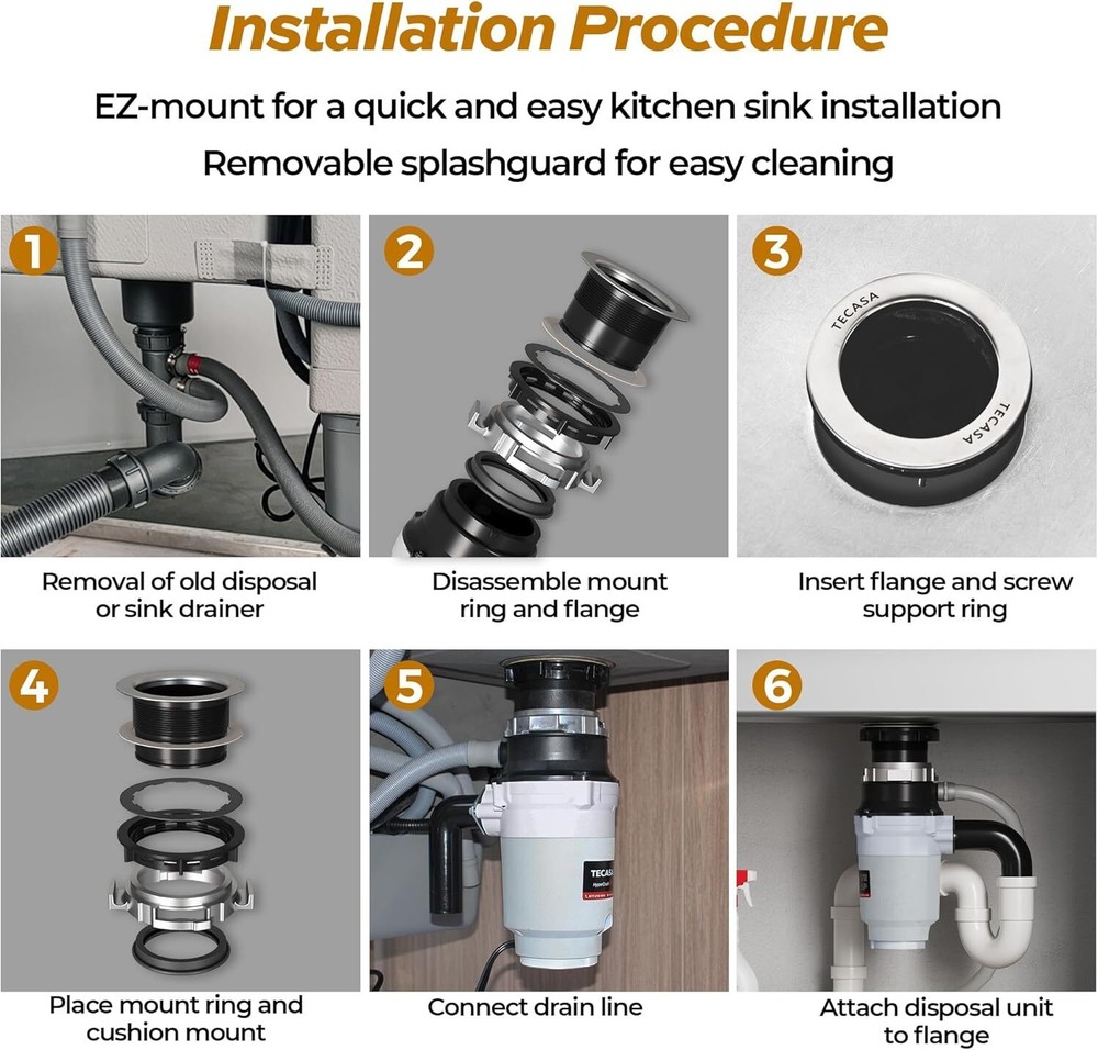 1/2 HP Garbage Disposal Food Waste Disposer Continuous Feed Stainless Steel NEW