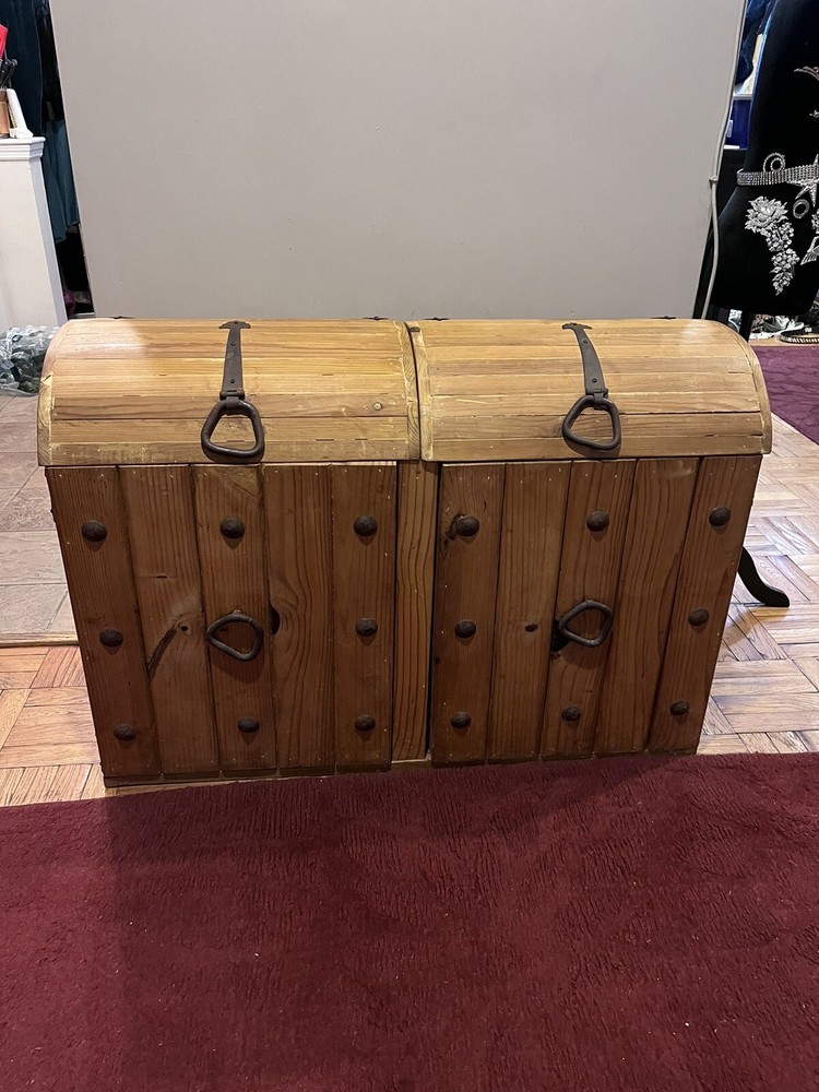 mid century wood barrel Style Bar