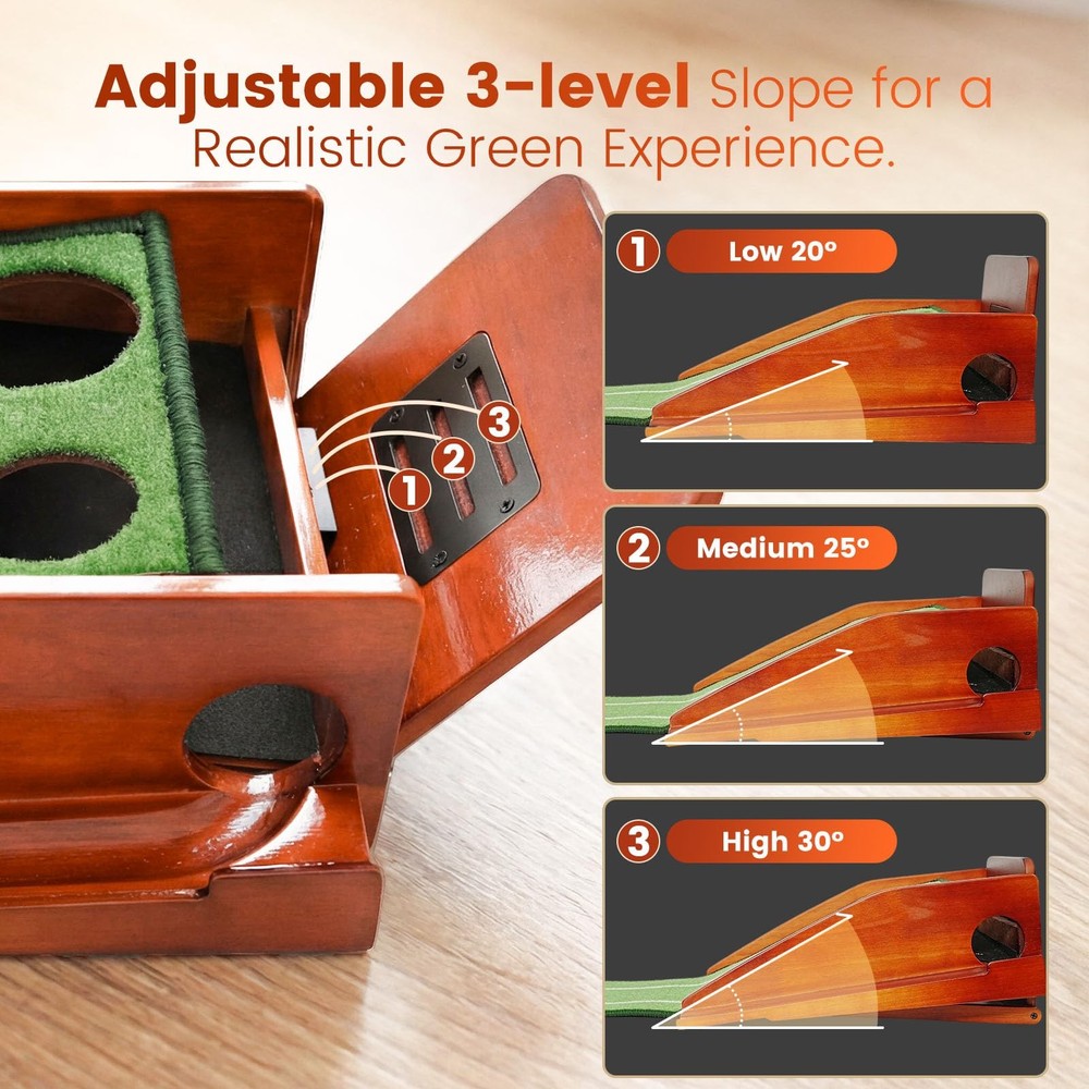 Putting Green Indoor with Three-Level Adjustable Incline, Auto Ball Return - ...