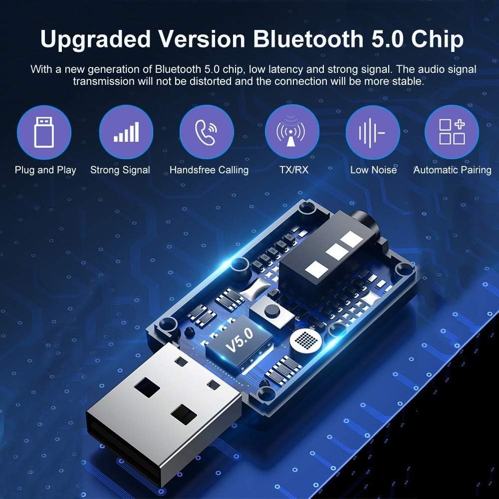 Compact Bluetooth Stereo Music Adapter - Auto-Connect 3.5mm Receiver/Transmitter