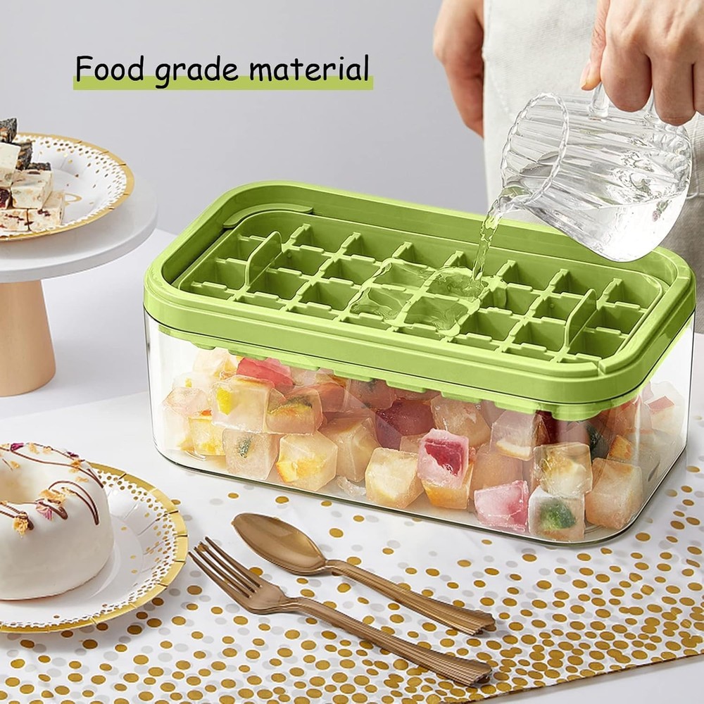 Creative Square Ice Cube Tray with Lid & Bin – Perfect Gift for Drink Lovers