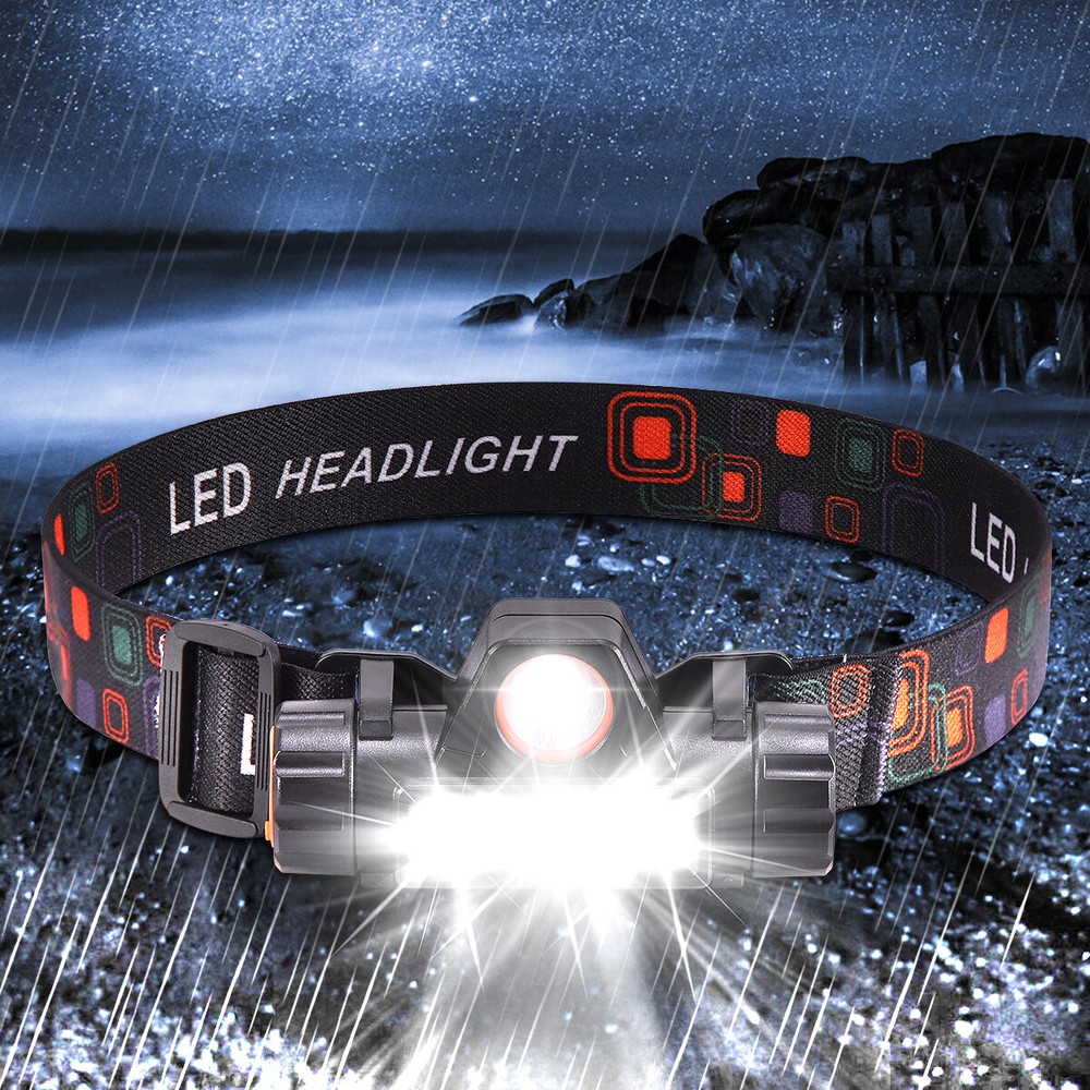 2 Pcs Headlamp Headlight Head Band Torch Waterproof Flashlight USB Rechargeable