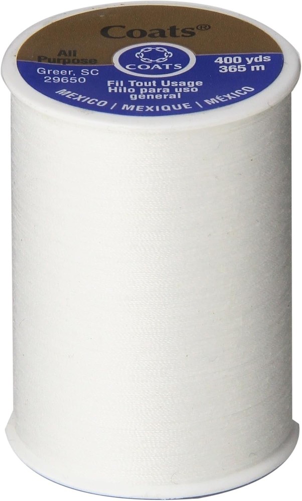 All Purpose Thread 400 Yards White Polyester Strong Durable for Sewing Projects