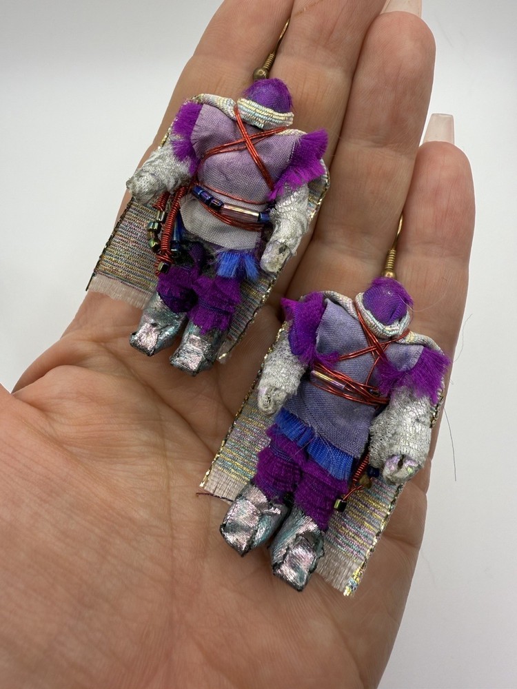 Vintage Unsigned Robot Warrior Handmade Earrings