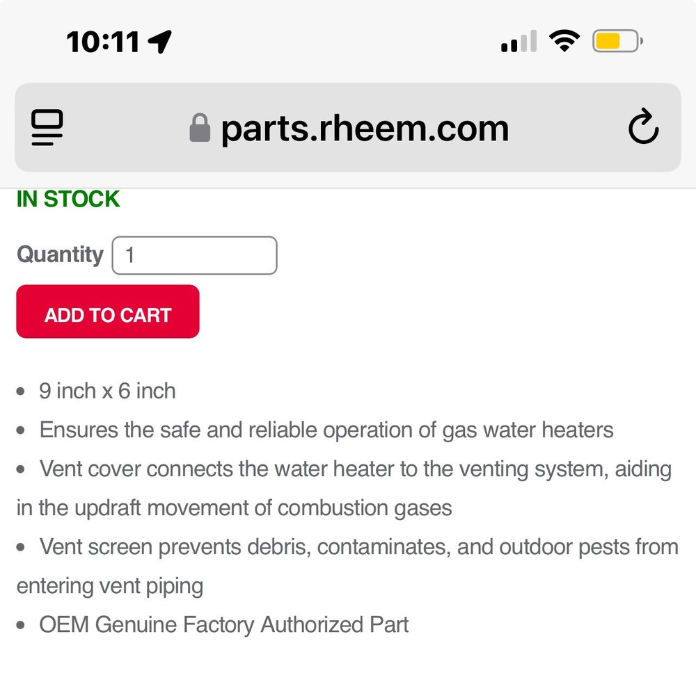 Gas Hot water damper