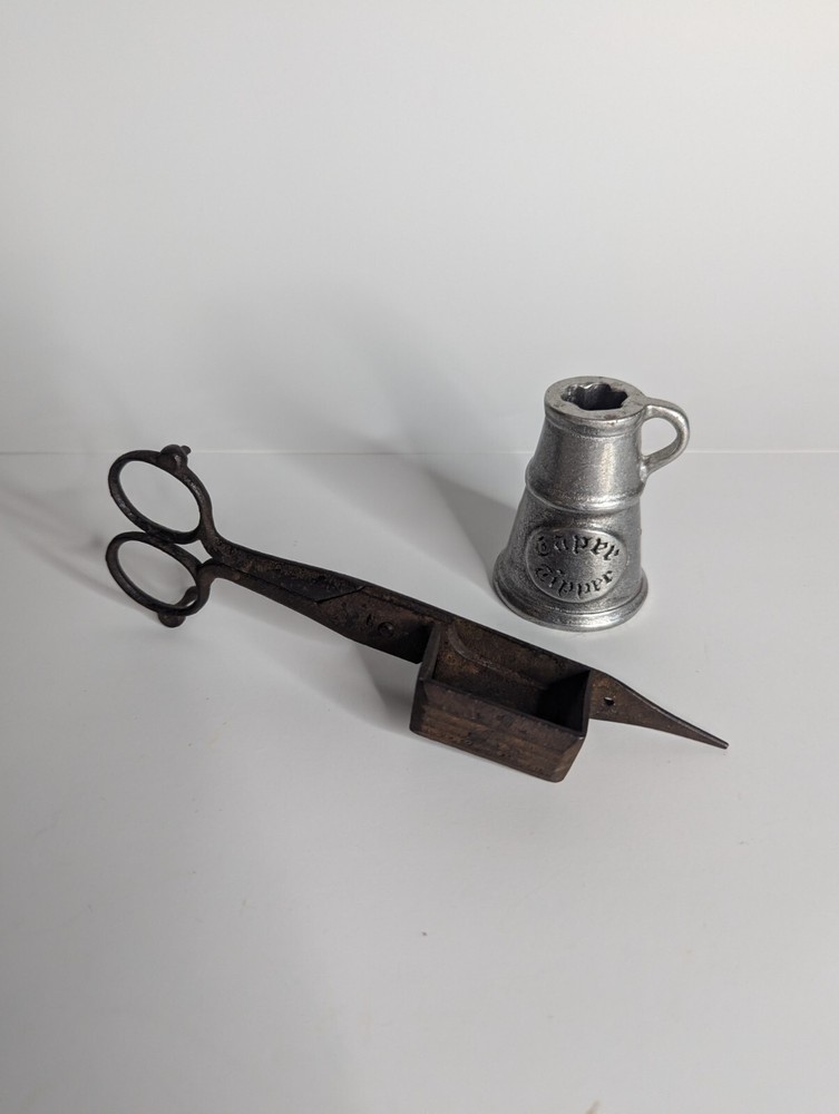 Antique Iron Candle Snuffer / Wick Cutter / Scissors Tool