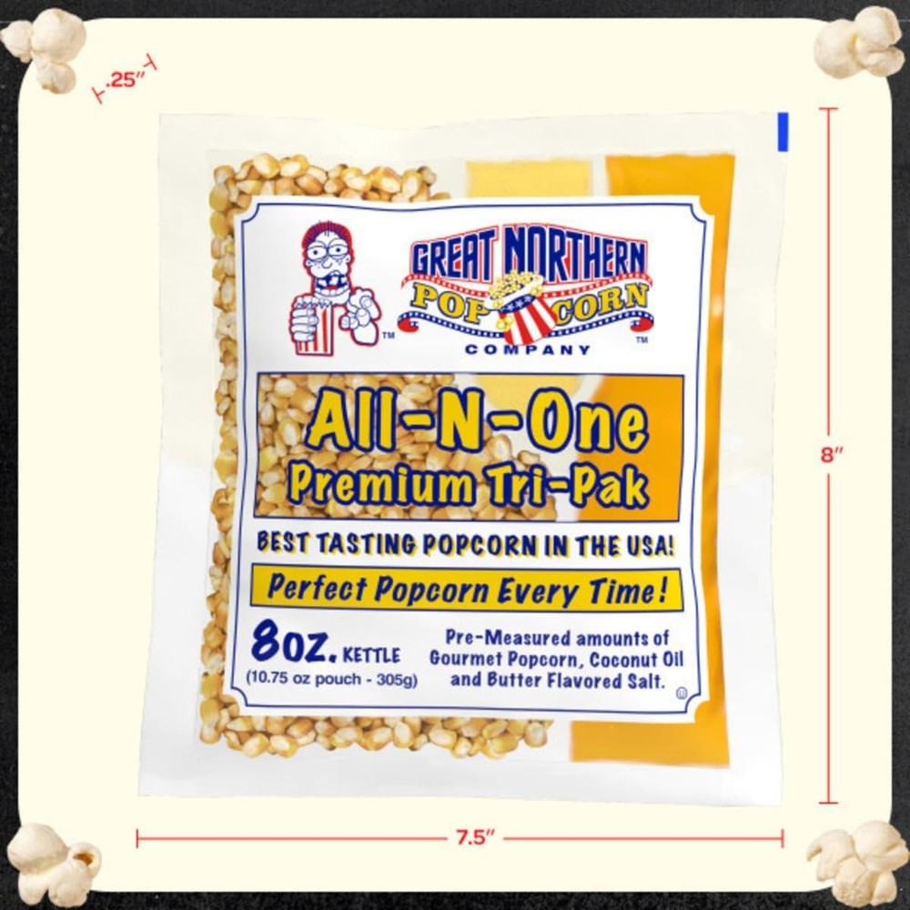 8oz Popcorn Kernels 24 Case - Great Northern Popcorn Packets