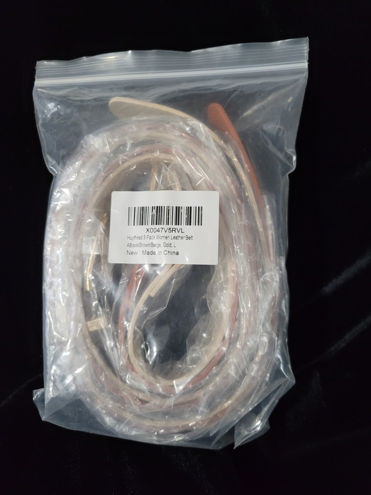 3 Pack Leather Belts Black Brown Beige Large