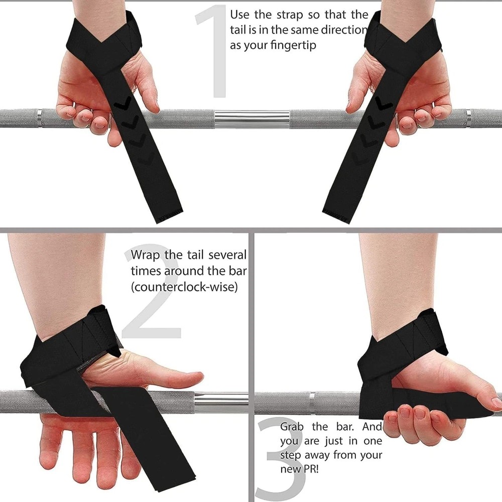Wrist Wrap Straps Support Weightlifting Weight Lifting Gym Workout Deadlift Pull