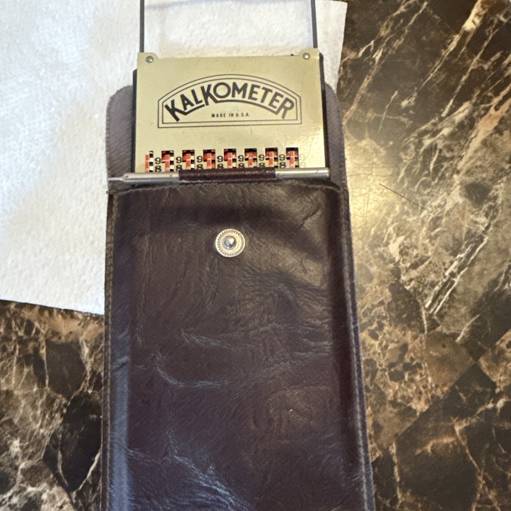 Vintage Kalkometer Pocket Adding Machine With Case + Original Instructions