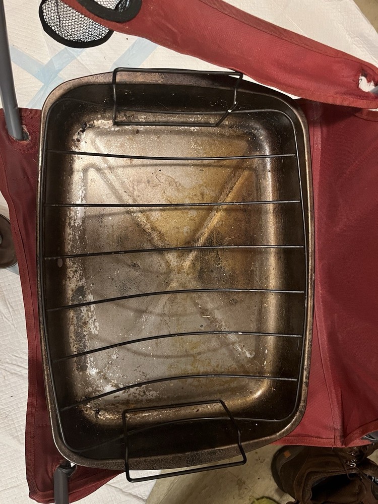 Silver Metal Rectangle Roasting Tray with Rack