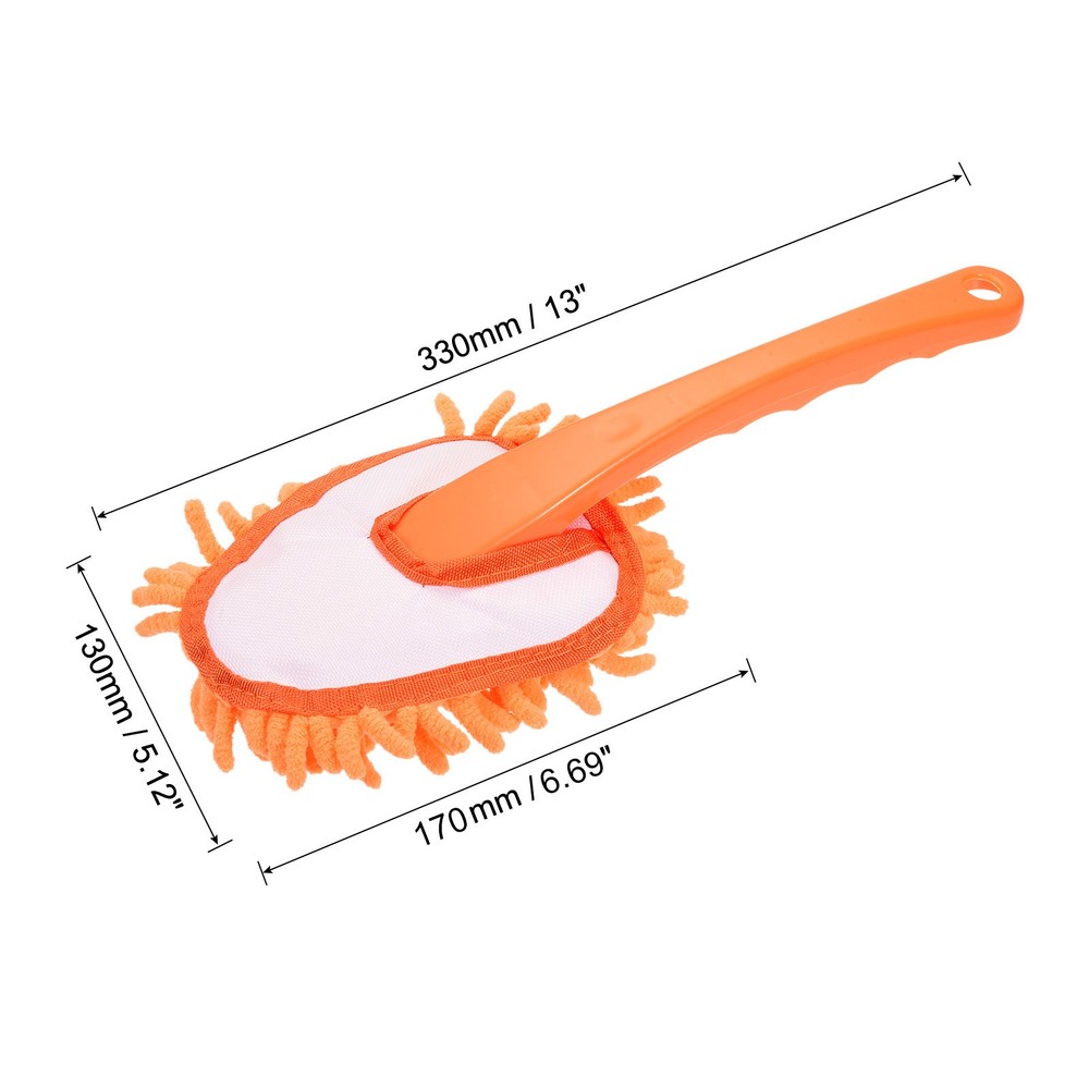 2Pcs Microfiber Chenille Duster Washable Cleaning Brush Dusting Tool Orange