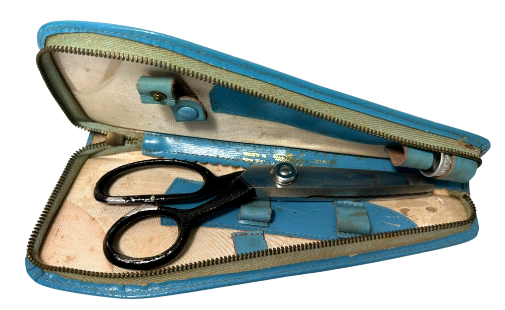 Vintage Griffon Sewing Scissors Scissors and Thimble Leather Case