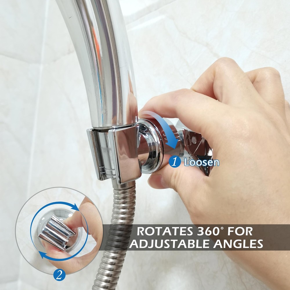 Quacc Adjustable Shower Head Holder Handle Clip Removable Silver