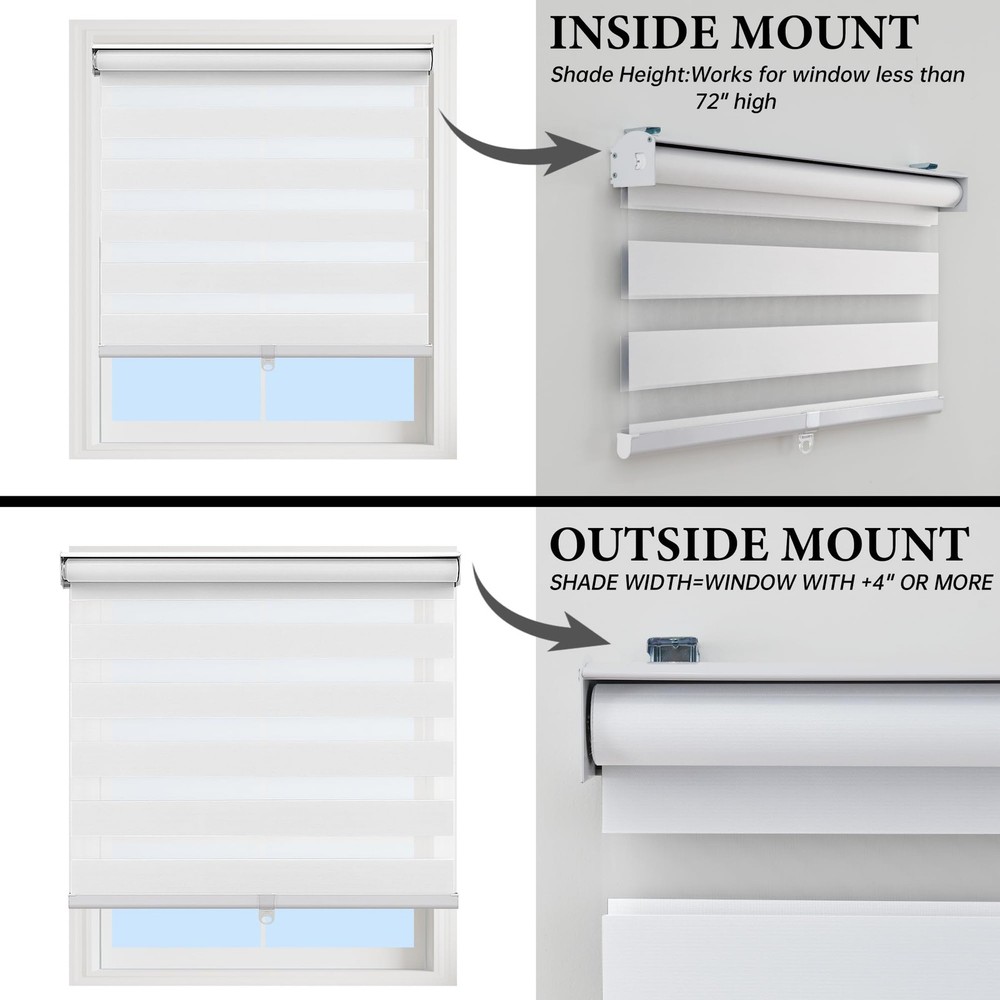 Zebra Blinds Whiteout & Light Filtering Light Control Window Privacy Roller B...