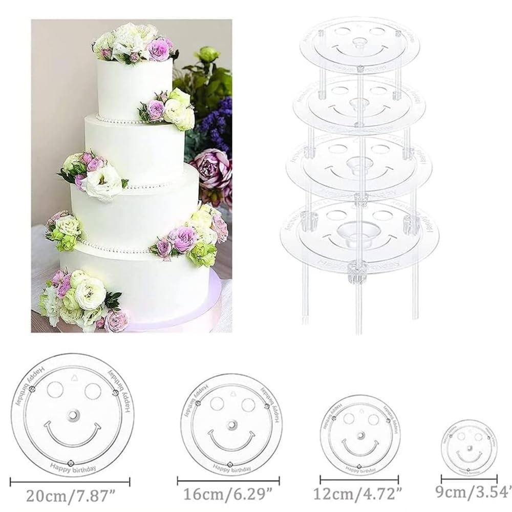 28-Piece Smiley Plastic Cake Dowel Rods Set - 12 Pcs White, 4 Cake Separator ...