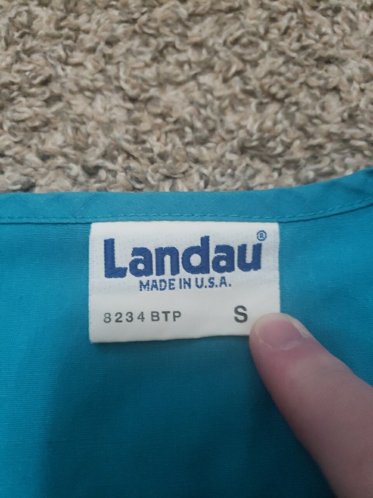 Women's Landau Size Small Blue Scrub Top