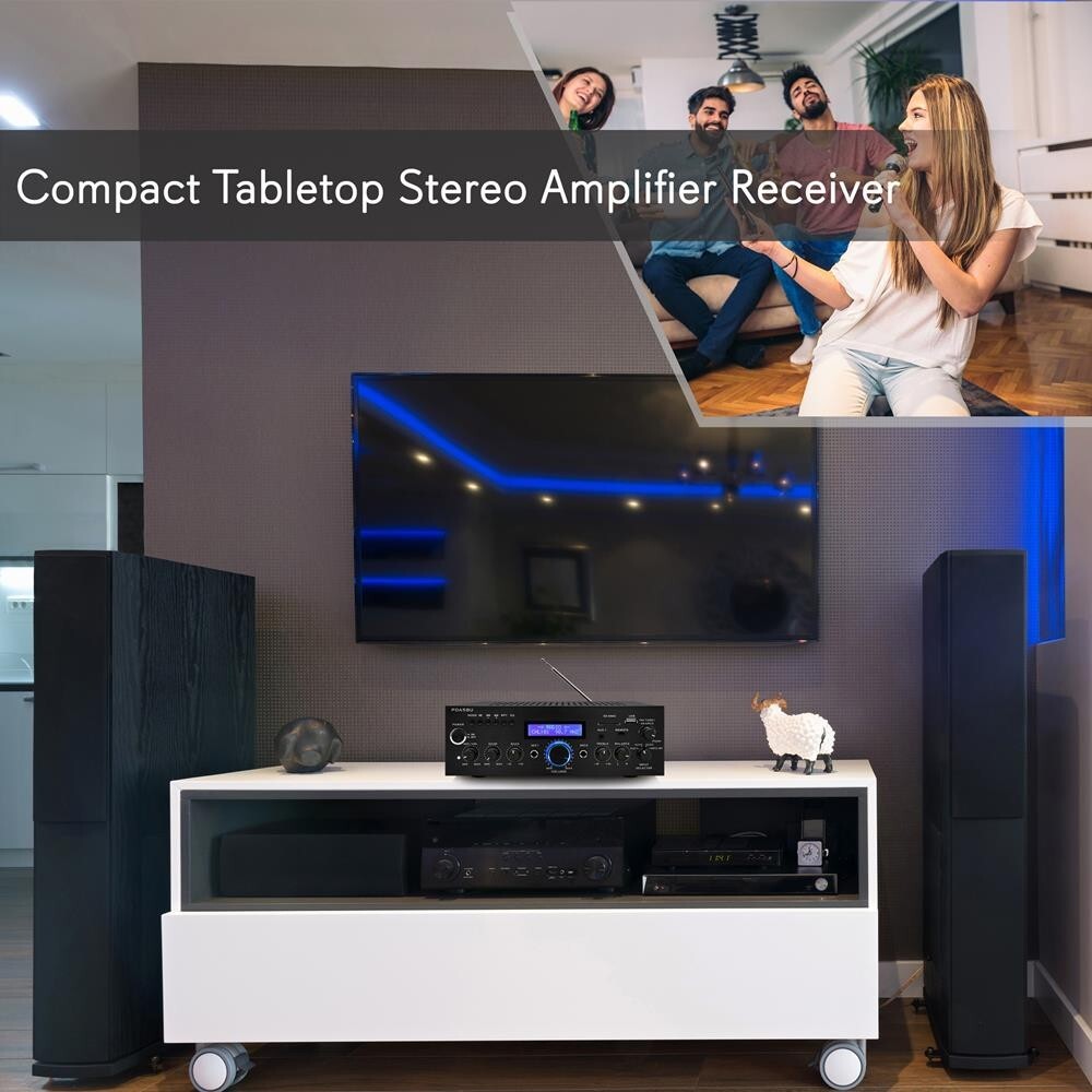 Pyle Compact Bluetooth Stereo Amplifier-Home Desktop Stereo Receiver System