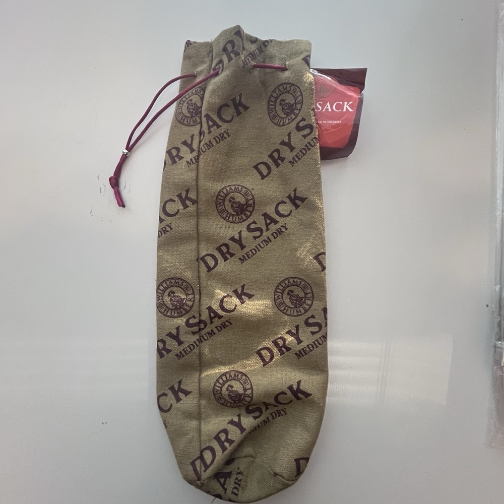 Empty Dry Sack Burlap Bag Williams & Humbert Sherry Tag & Cords Drawstring