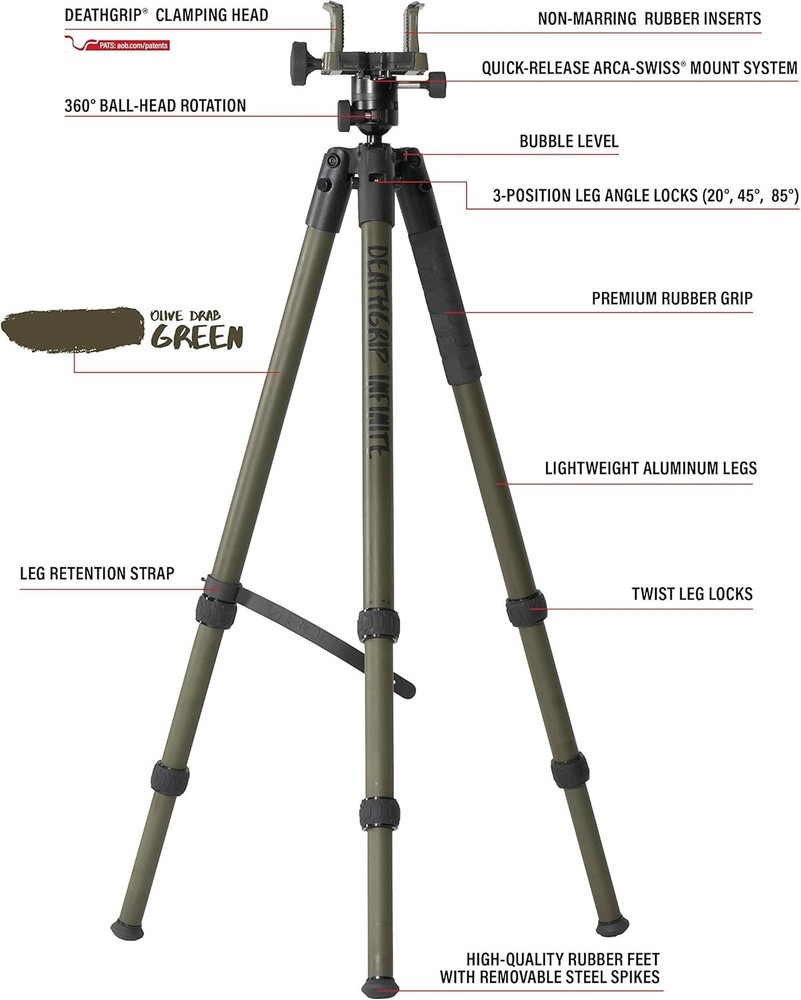 Versatile DeathGrip Aluminum Tripod with Quick-Release and Adjustable Height