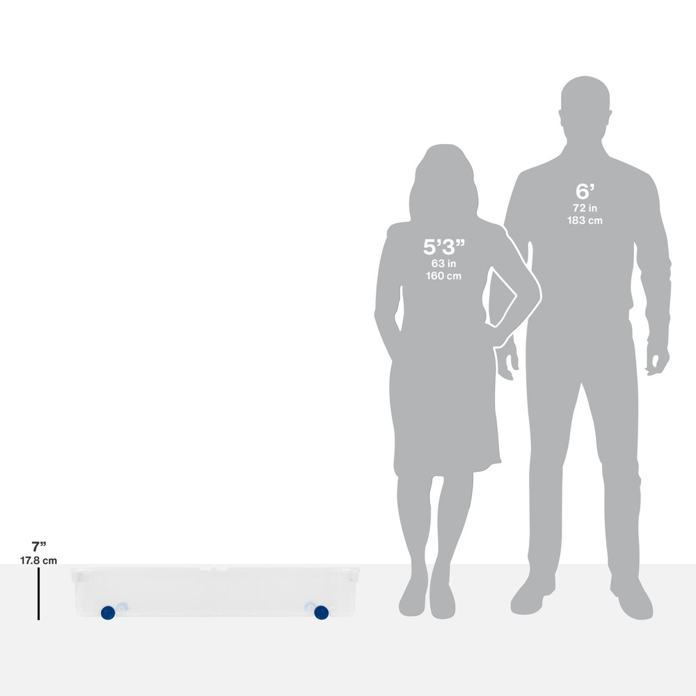 Sterilite Large Storage Bin, 66 Quart Clear Underbed Storage Container