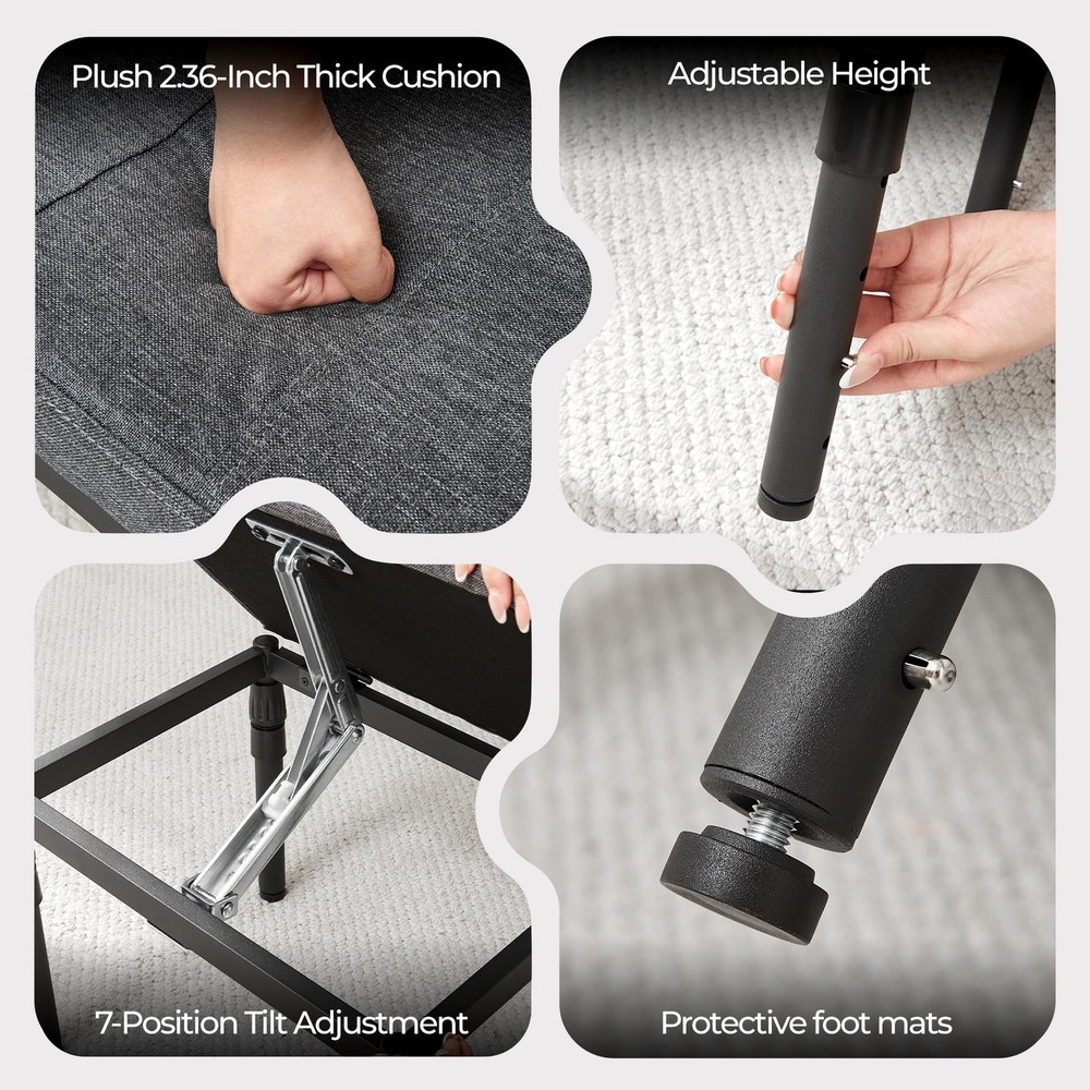 Adjustable Ottoman Pouf, 4 Height Position & 60 Degree Tilt Angle Adjustment ...