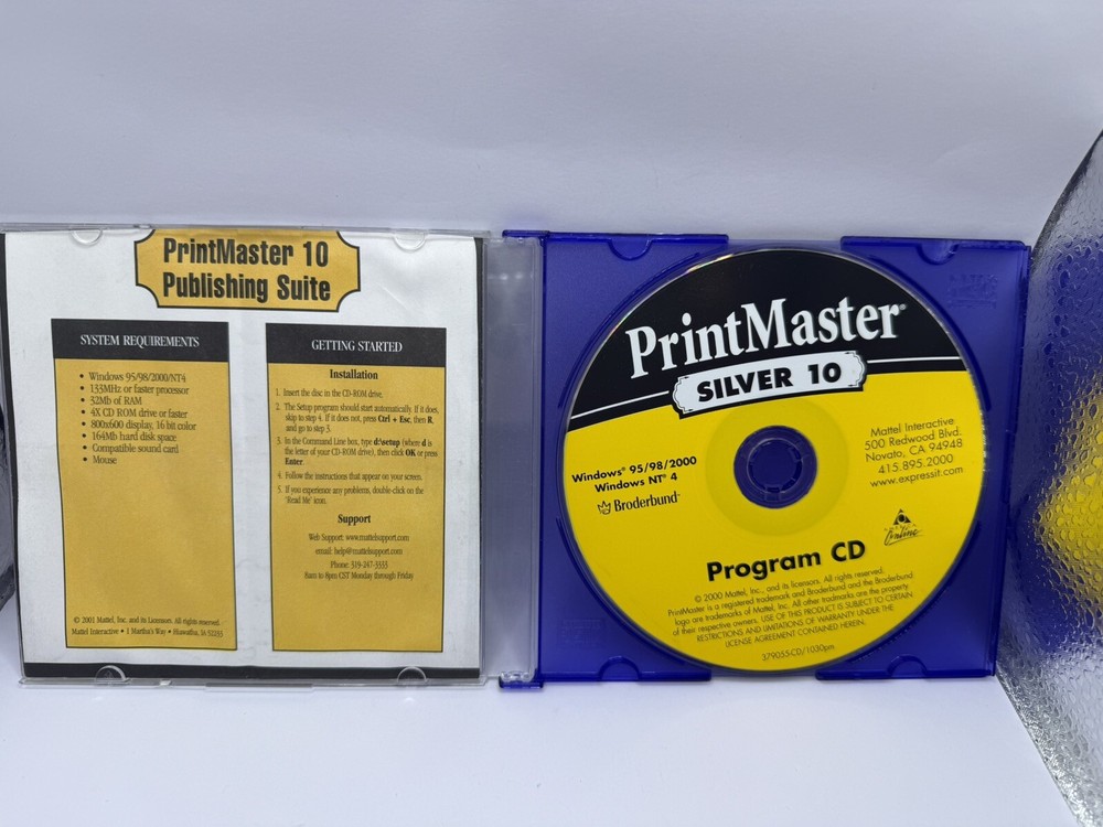 Broderbund Printmaster Silver 10  PC - CD-ROM Windows 95/98/2000 NT 4