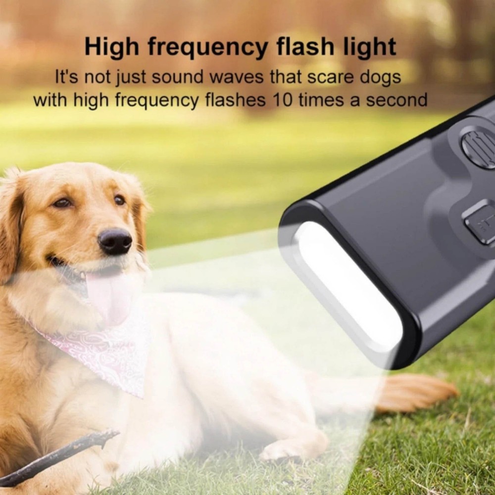 Dog Training Ultrasonic Device with Bark Control and LED Flashlight Deterrent