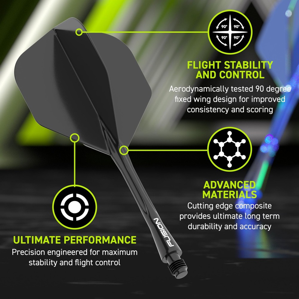 Integrated Flight & Shaft System Darts - No.2 Shape, Short Length, Blue