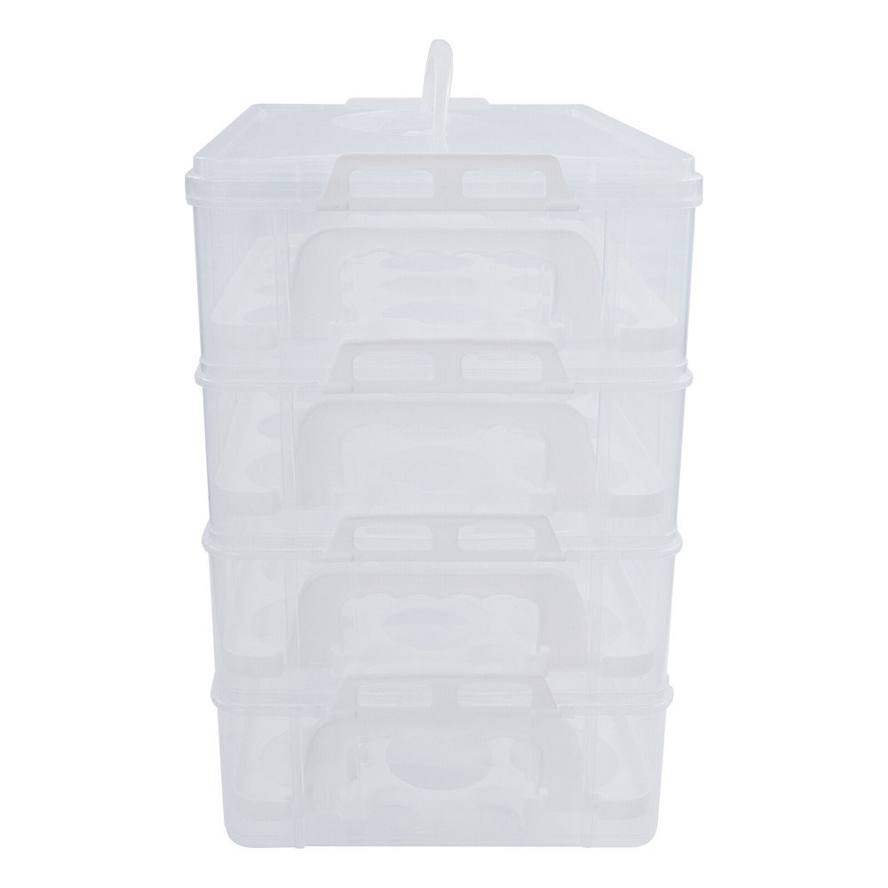 4-Tier Cupcake Carrier with Transparent Design & Easy Carry Handle