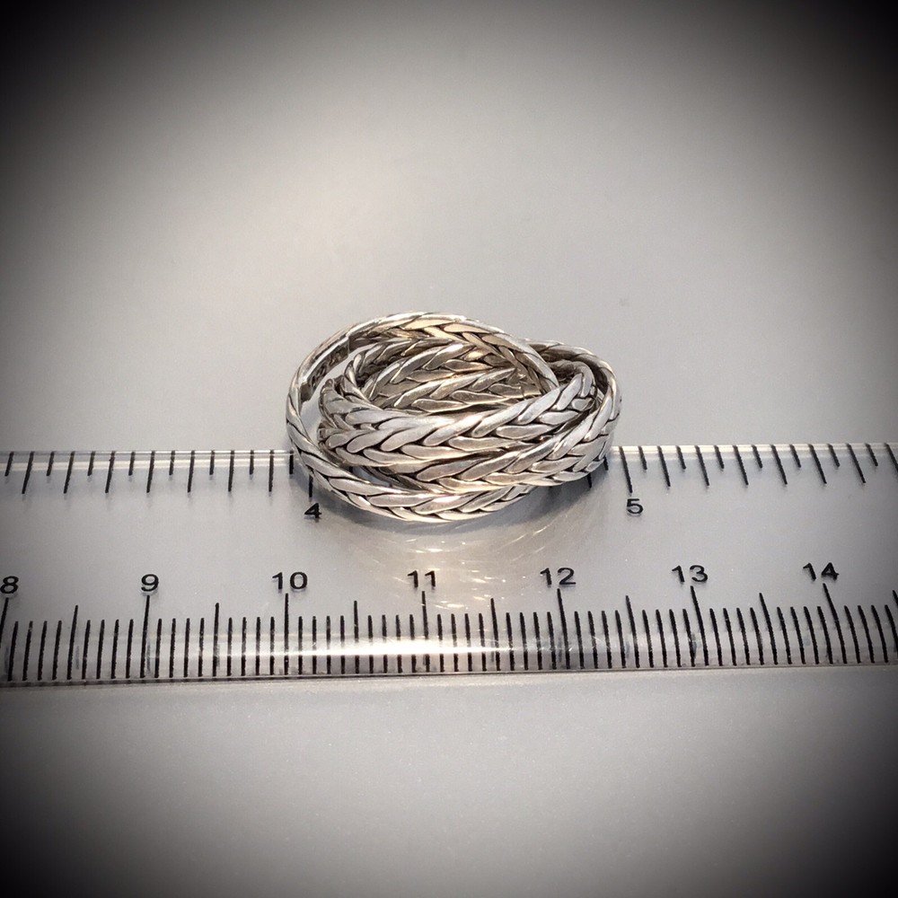 SAMUEL B STERLING SILVER BRAIDED DESIGN STACKED UP RING SIZE 7