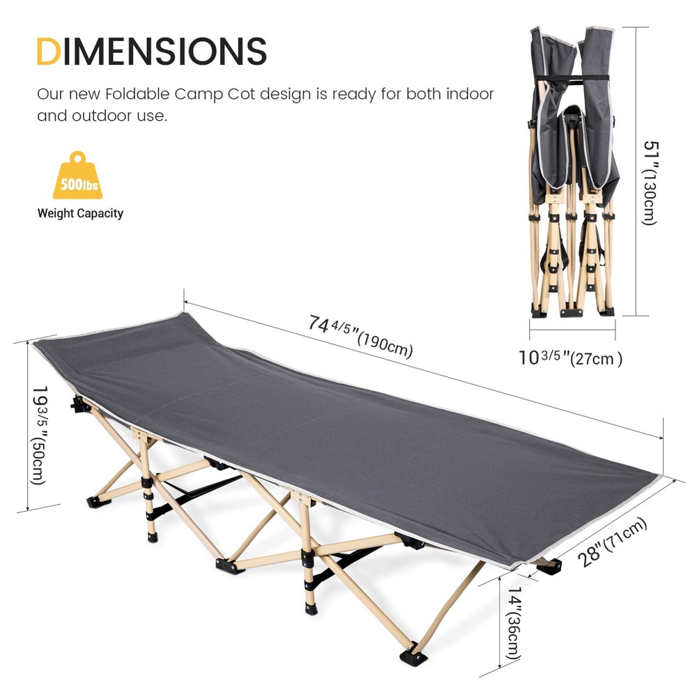 Portable Folding Bed Suitable Camping Cot, Folding Bed Camping Cot, Grey
