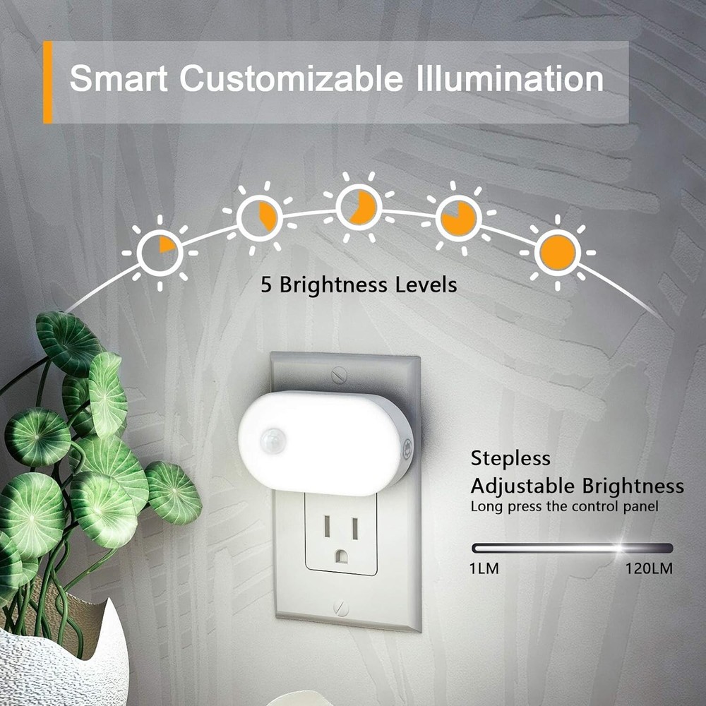 Versatile LED Nightlight with Motion Detection - 6 Pack for Home Safety