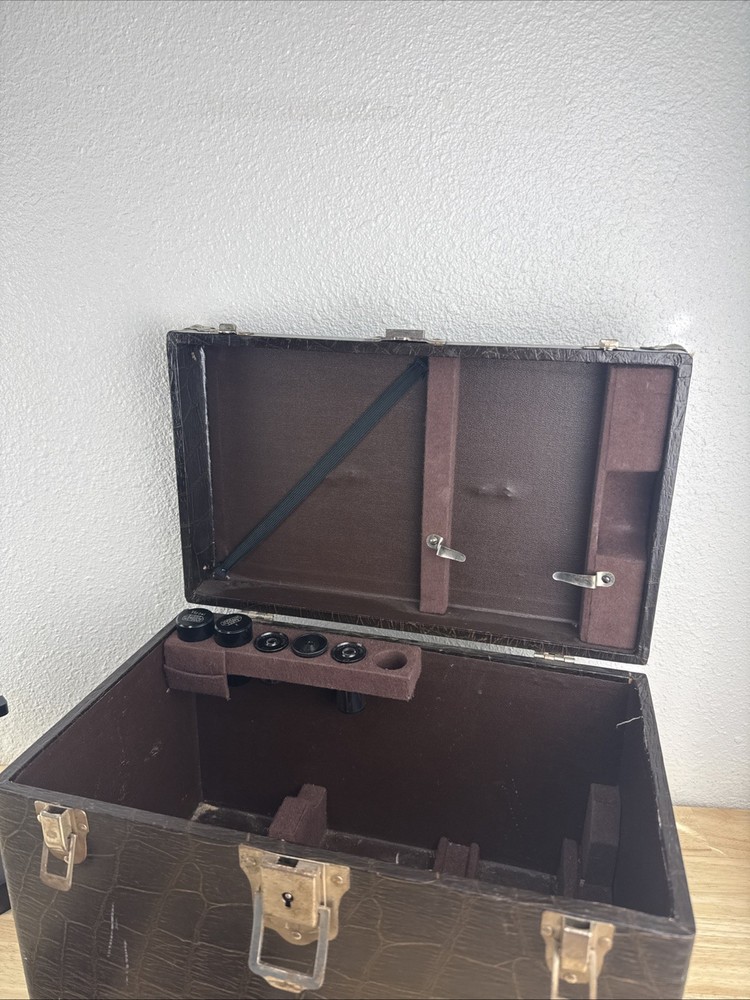 Vintage Ernst Leitz Wetzlar Microscope With Case, Lenses, W/ Extras - READ