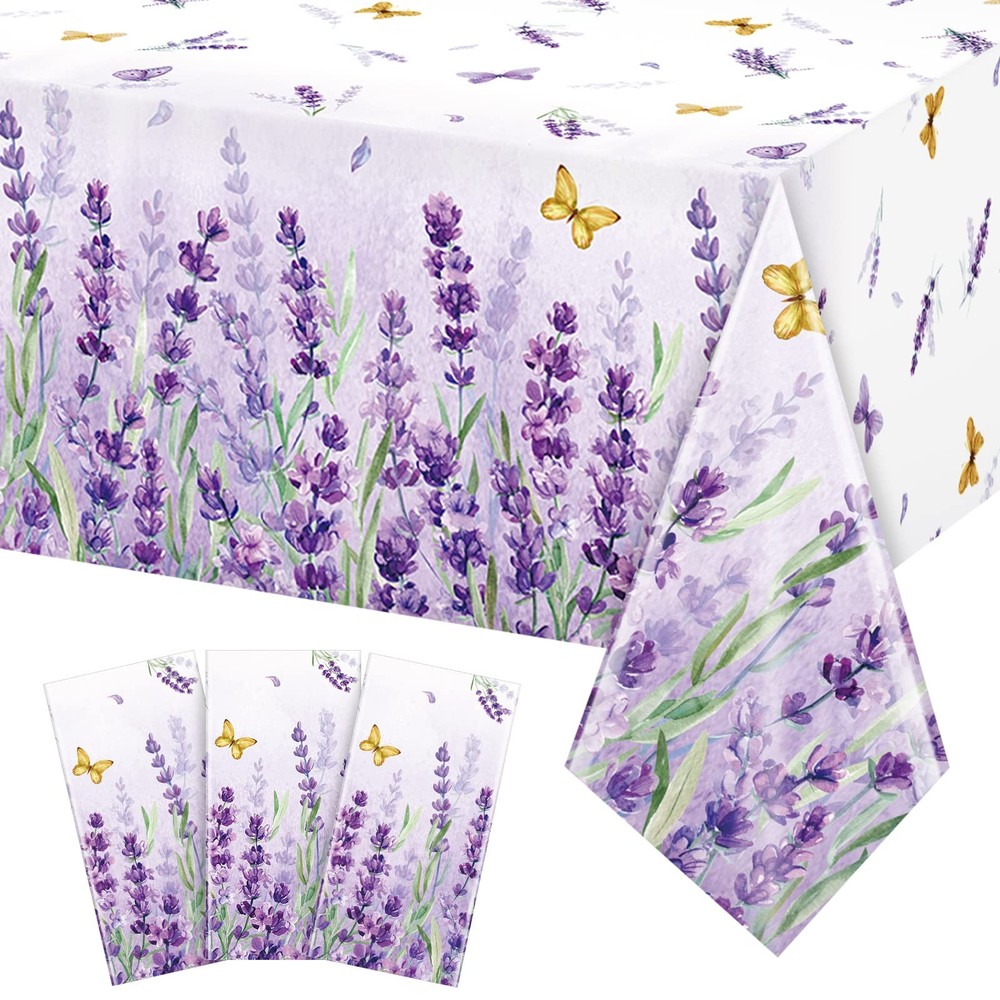3 Pack Spring Summer Lavender Plastic Tablecloth Party 3 Pack,