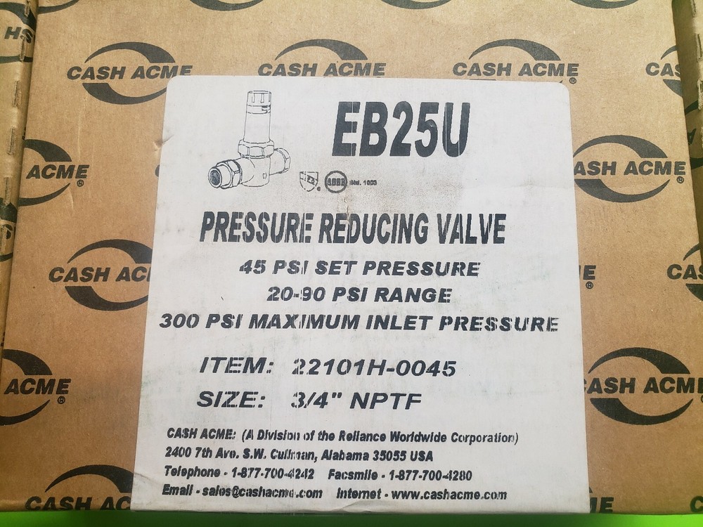 Cash Acme 22101H-0045 EB-25U 3/4" Single Union Threaded Pressure Reducing Valve