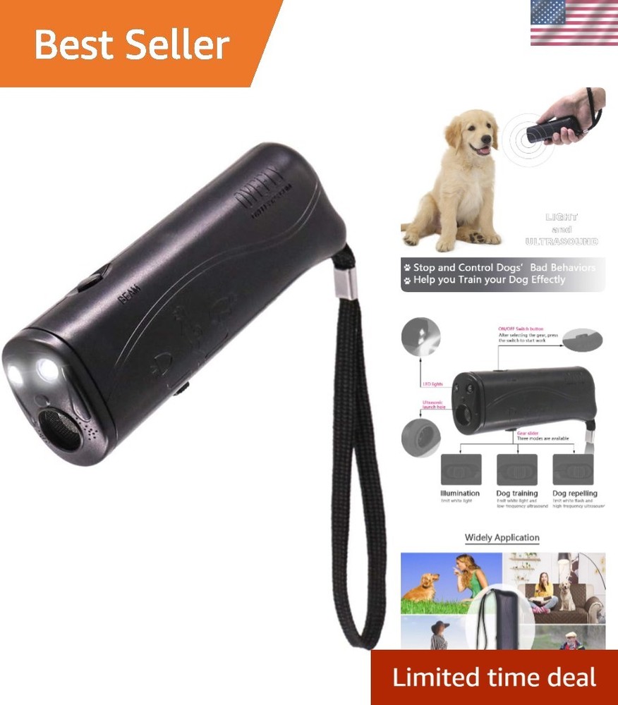 Compact Dog Training Tool with LED Flashlight and Bark Control - Pet Safety
