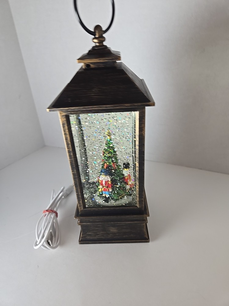 Christmas snow globe lantern With Tree & Nutcrackers - Battery Or DC.