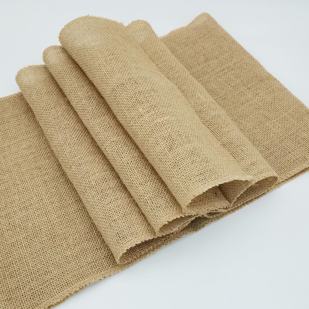 4 Pack 12 x 72 Inch Natural Burlap Table RunnersRustic Jute Table Runner and ...