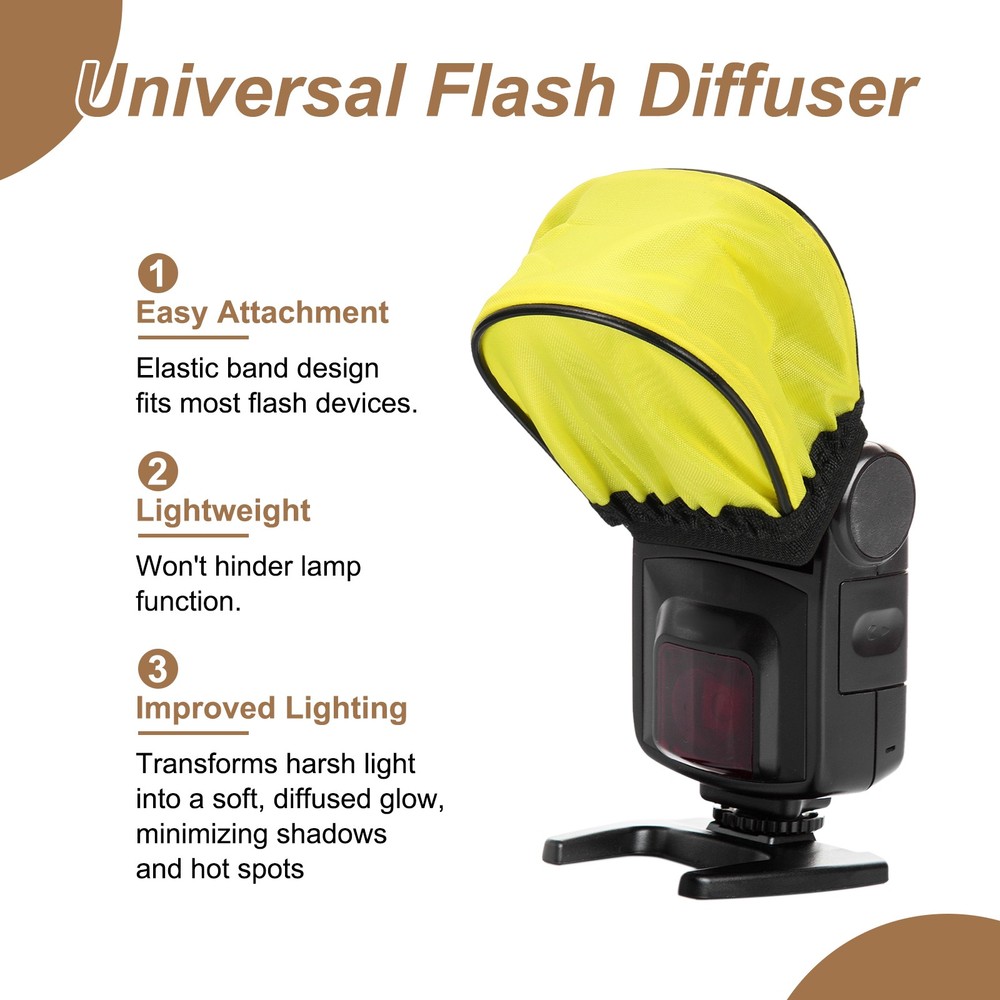 2pcs 3.5" x 3.7" Soft Mini Flash Bounce Diffuser Cap, for Flashlight, Yellow