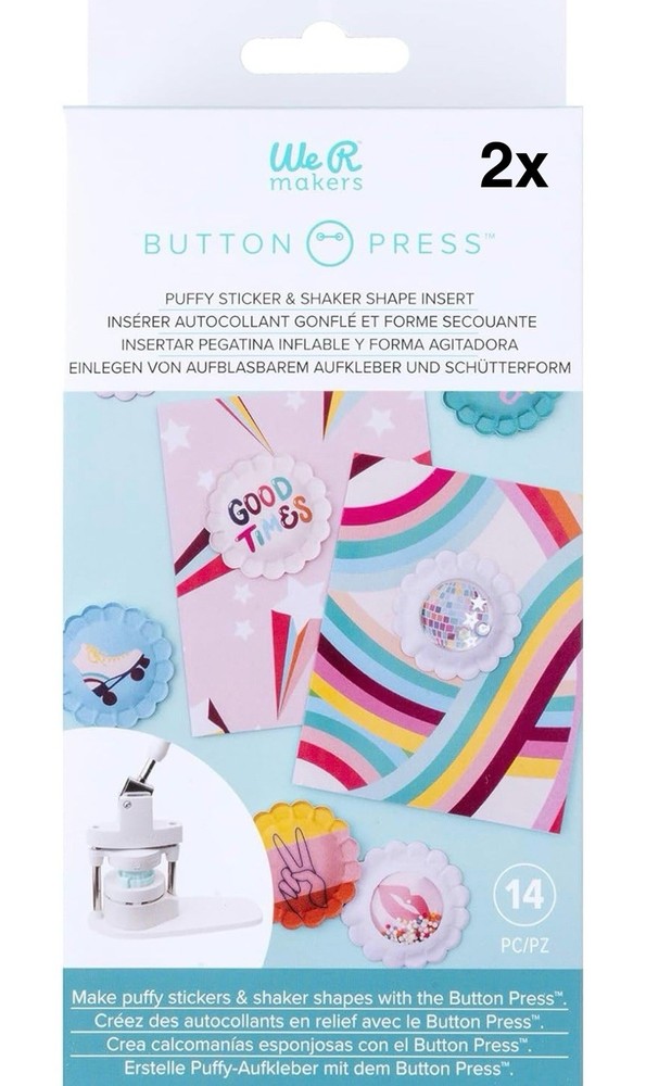 We R makers Button Press Insert Bundle 2 Puffy Sticker, 1 Heart Insert