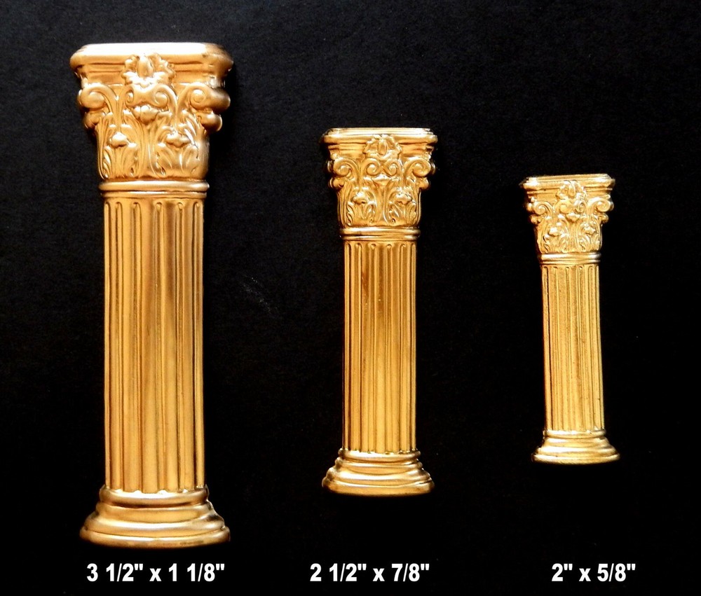 Baroque Decorative Columns  / Raw Brass Stampings / 3 Sizes