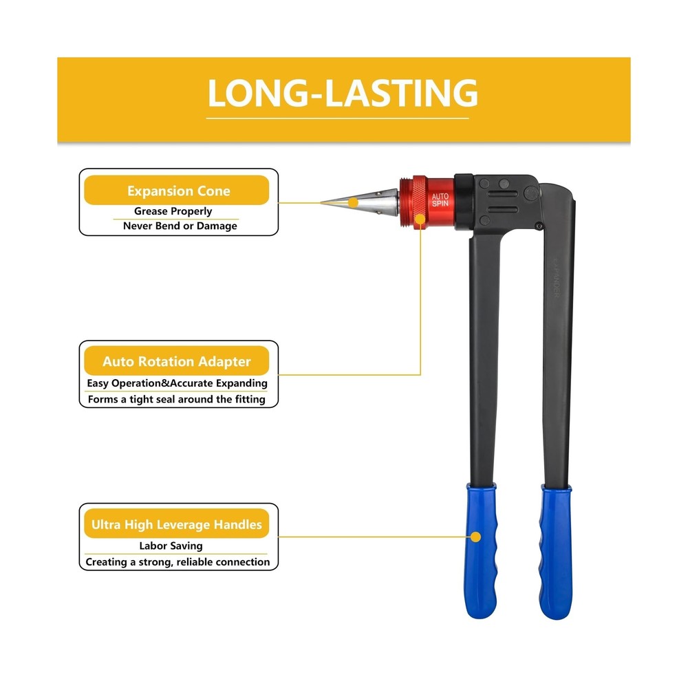 GUOFIS Auto-spin PEX A Expansion Tool, Automatically Rotation Head PEX Expand...