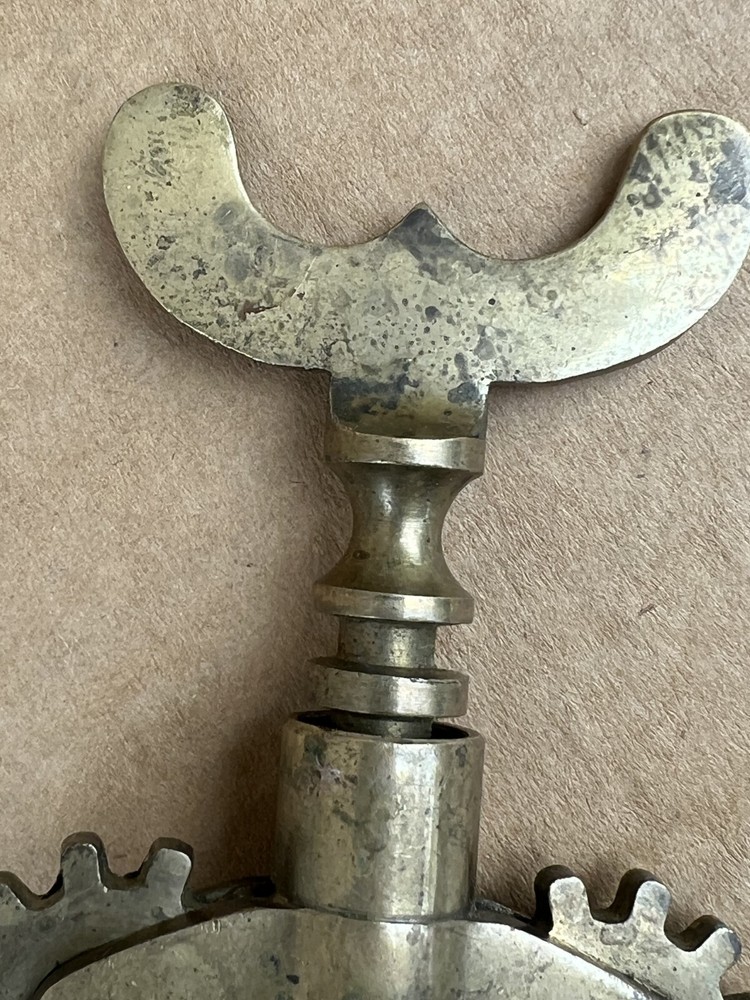 Big Antique Heavy Brass Corkscrew--Cork Pull 9-1/2"