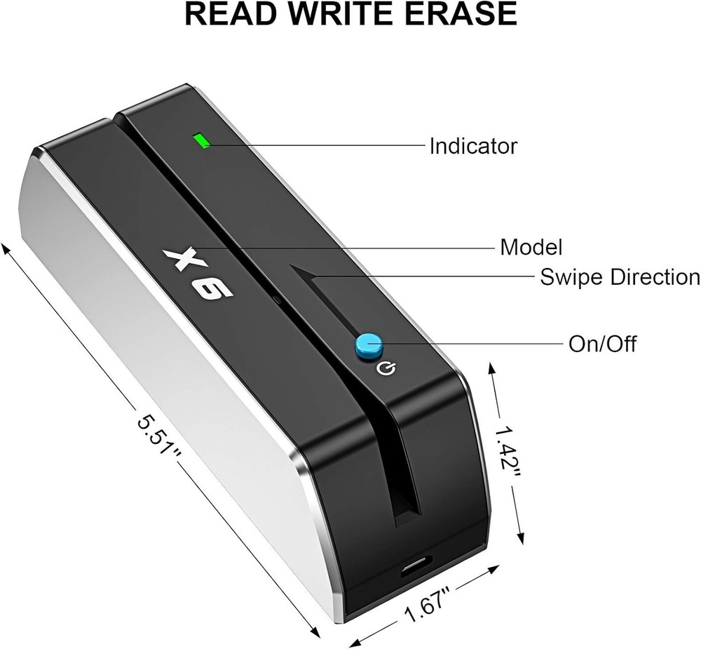 X6 Mag VIP Card Reader Writer USB 3 Tracks Encoder