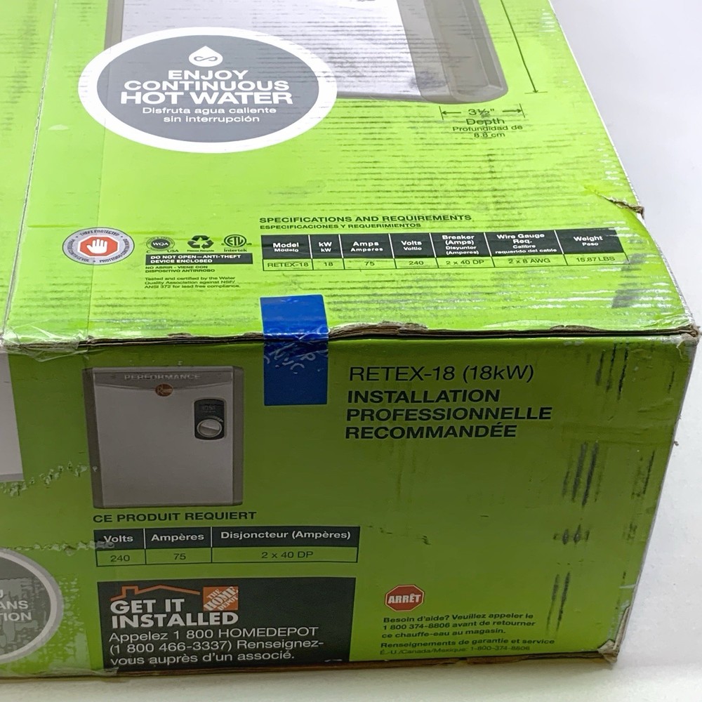 Rheem RETEX-18 Performance 18kW 3.5 GPM Electric Tankless Water Heater 240V NEW